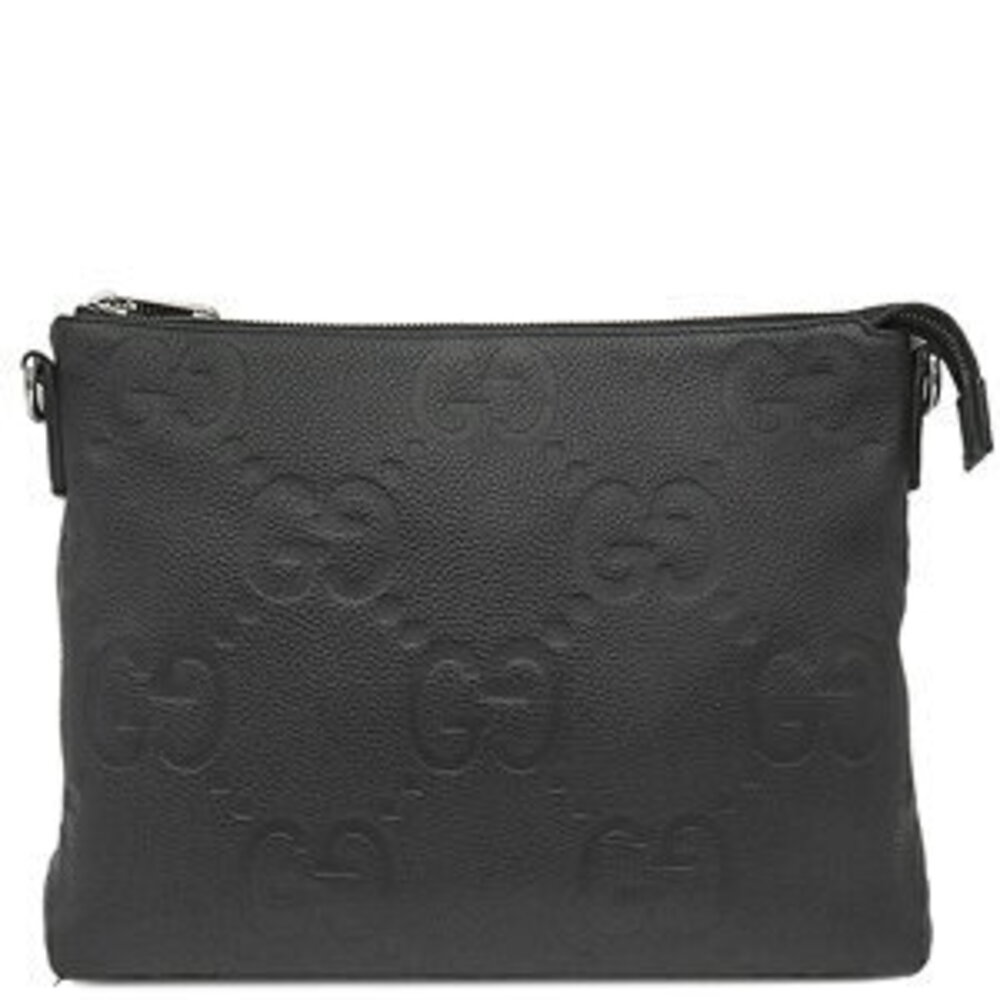 Gucci Jumbo GG Crossbody Bag Leather Black Shoulder Clutch